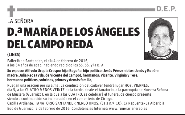 MARIA DE LOS ANGELES DEL CAMPO REDA