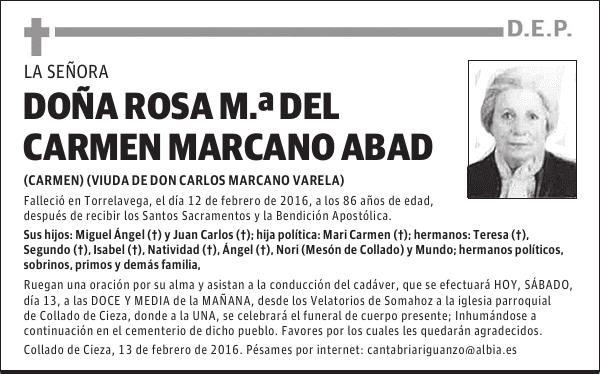 ROSA M DEL CARMEN MARCANO ABAD