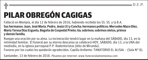 PILAR OBREGÓN CAGIGAS