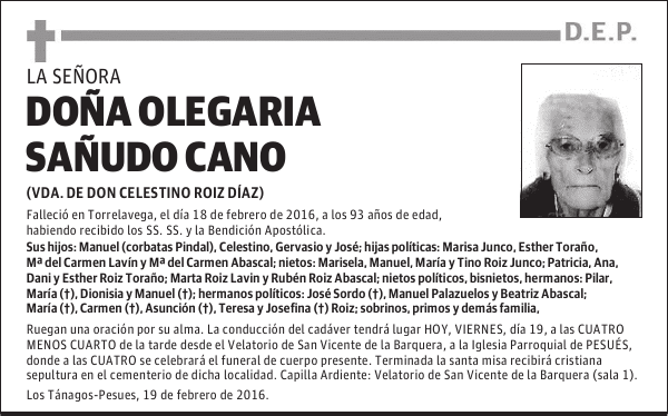 DOÑA OLEGARIA SAÑUDO CANO