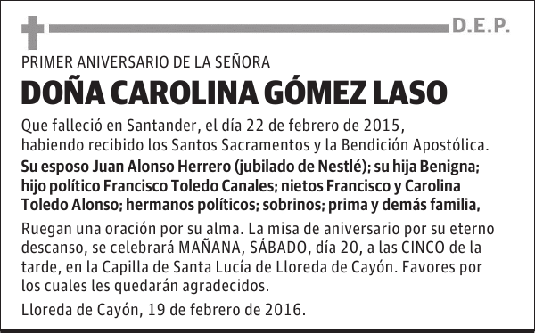 DOÑA CAROLINA GÓMEZ LASO