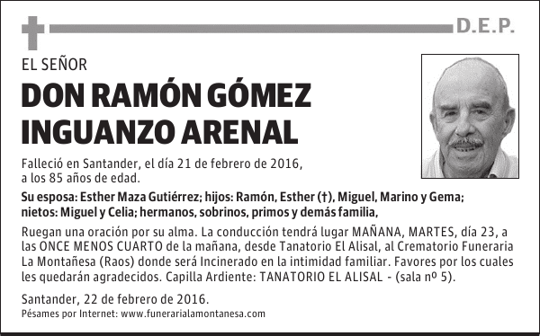 DON RAMÓN GÓMEZ INGUANZO ARENAL