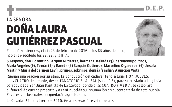 DOÑA LAURA GUTIÉRREZ PASCUAL