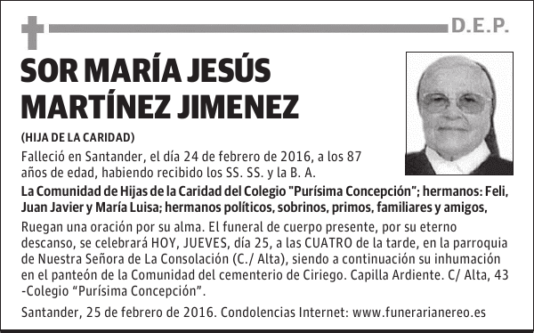 SOR MARÍA JESÚS MARTÍNEZ JIMENEZ
