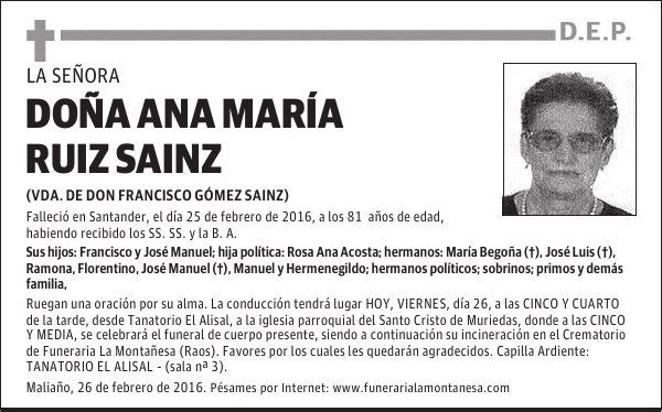 Doña Ana María Ruiz Sainz