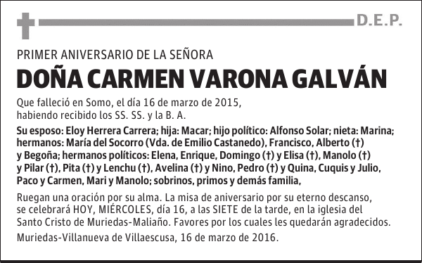 DOÑA CARMEN VARONA GALVAN