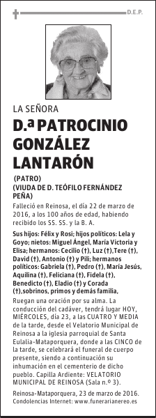 DOÑA PATROCINIO GONZALEZ LANTARON