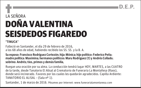 Doña Valentina Seisdedos Figaredo