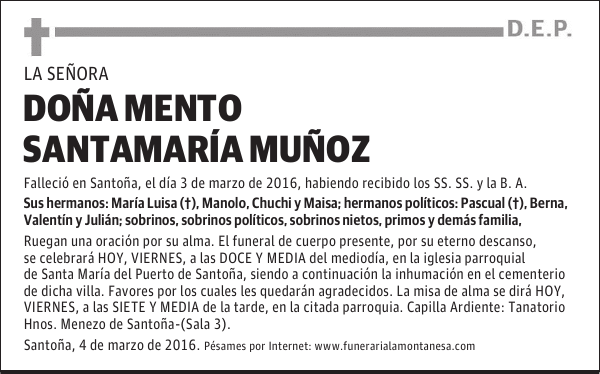 Doña Mento Santamaría Muñoz