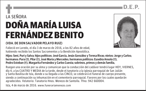 DOÑA MARÍA LUISA FERNANDEZ BENITO
