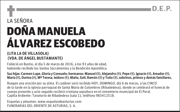 DOÑA MANUELA ÁLVAREZ ESCOBEDO