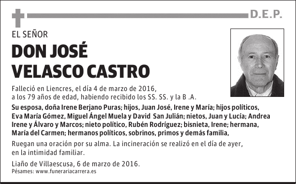 DON JOSÉ VELASCO CASTRO