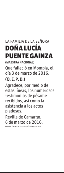 DOÑA LUCÍA PUENTE GAINZA