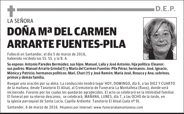 Doña María del Carmen Arrarte Fuentes-Pila