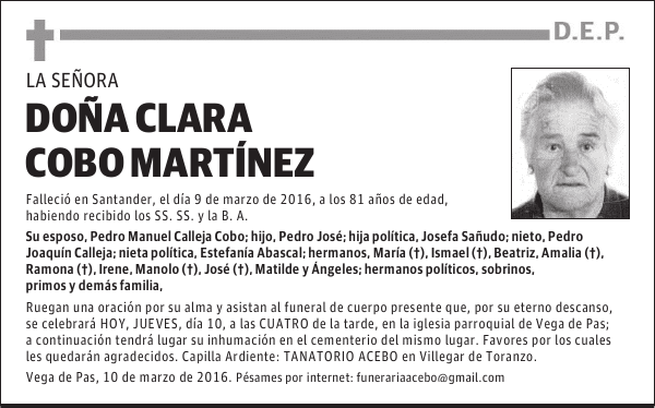 Dña. Clara Cobo Martínez