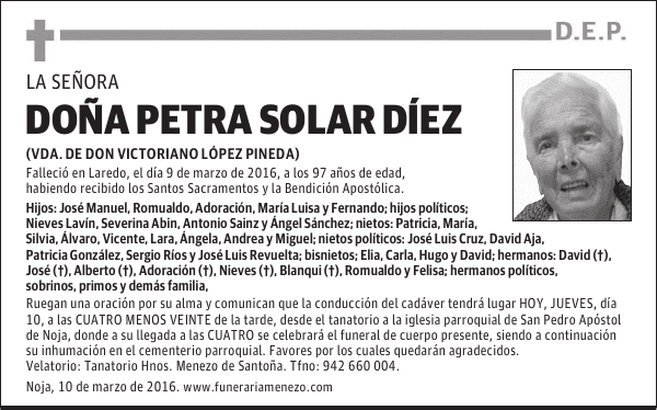 DOÑA PETRA SOLAR DÍEZ