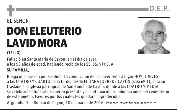 DON ELEUTERIO LAVID MORA