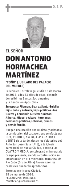DON ANTONIO HORMACHEA MARTÍNEZ