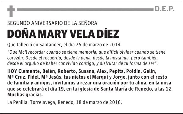 DOÑA MARY VELA DÍEZ