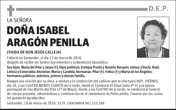 DOÑA ISABEL ARAGÓN PENILLA