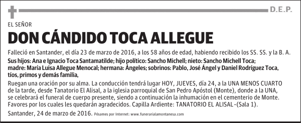 Don Cándido Toca Allegue
