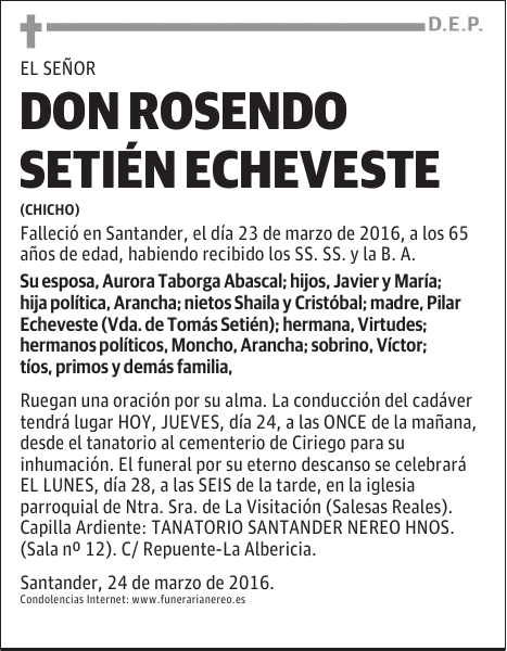DON ROSENDO SETIEN ECHEVESTE