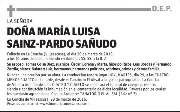 Doña María Luisa Sainz-Pardo