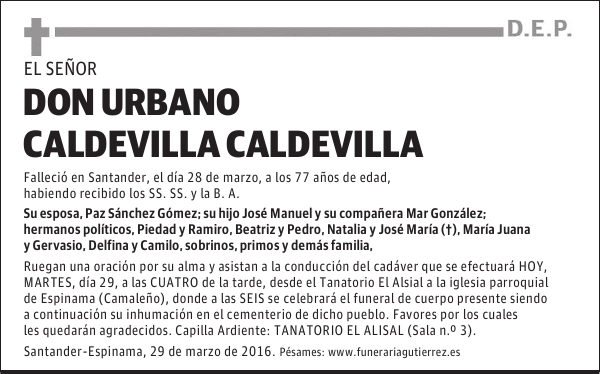 URBANO CALDEVILLA CALDEVILLA