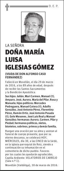 DOÑA MARÍA LUISA IGLESIAS GÓMEZ