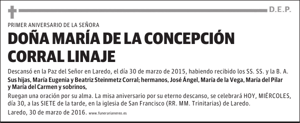 DOÑA MARÍA DE LA CONCEPCIÓN CORRAL LINAJE