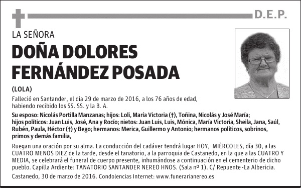 DOÑA DOLORES FERNANDEZ POSADA
