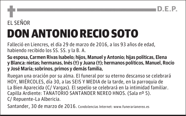 DON ANTONIO RECIO SOTO