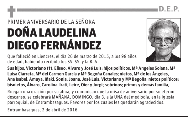 DOÑA LAUDELINA DIEGO FERNÁNDEZ