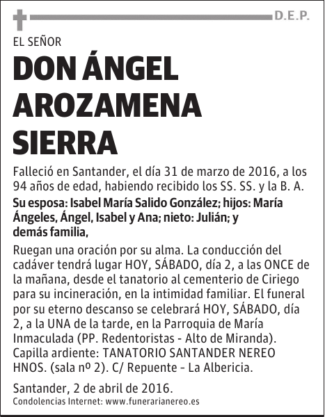 DON ÁNGEL AROZAMENA SIERRA