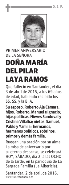 DOÑA MARÍA DEL PILAR LAYA RAMOS