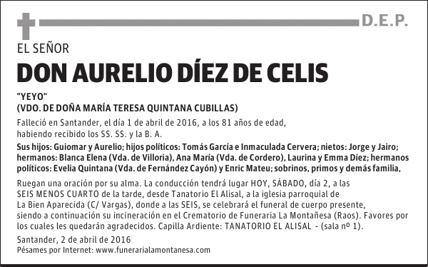 Don Aurelio Díez de Celis