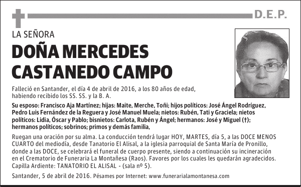 DOÑA MERCEDES CASTANEDO CAMPO