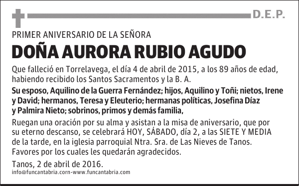 DOÑA AURORA RUBIO AGUDO