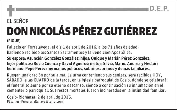 DON NICOLÁS PÉREZ GUTIÉRREZ