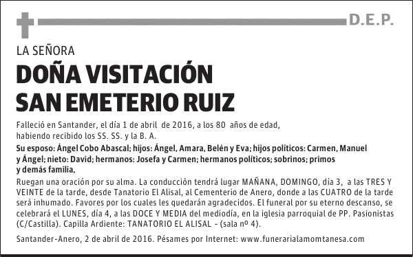 Doña Visitación San Emeterio Ruiz