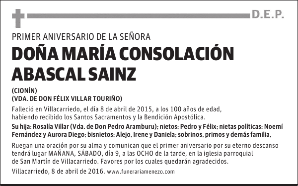 DOÑA MARÍA CONSOLACIÓN ABASCAL SAINZ