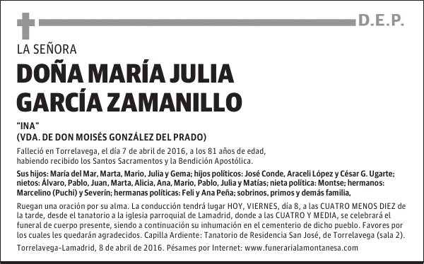 Doña María Julia García Zamanillo