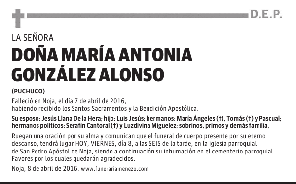 DOÑA MARÍA ANTONIA GONZÁLEZ ALONSO