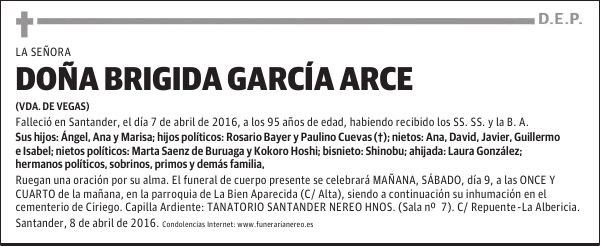 DOÑA BRIGIDA GARCIA ARCE