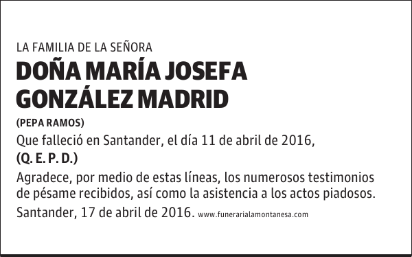 Doña María Josefa González Madrid