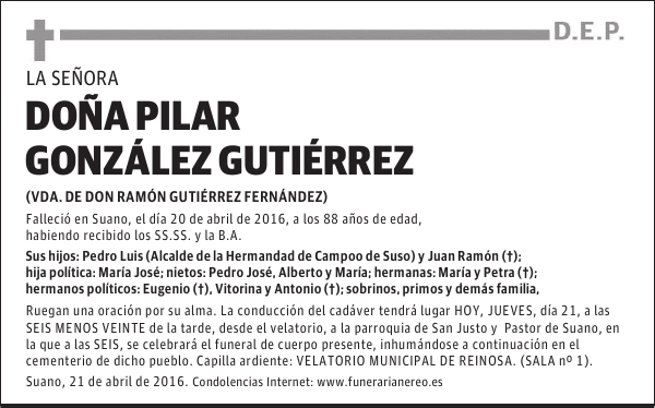 DOÑA PILAR GONZÁLEZ GUTIERREZ