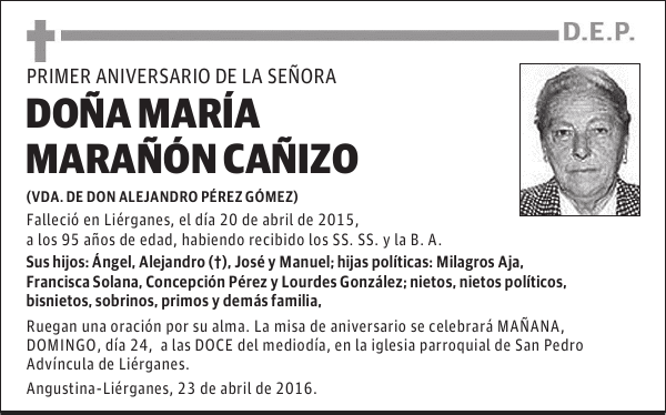 DOÑA MARÍA MARAÑÓN CAÑIZO