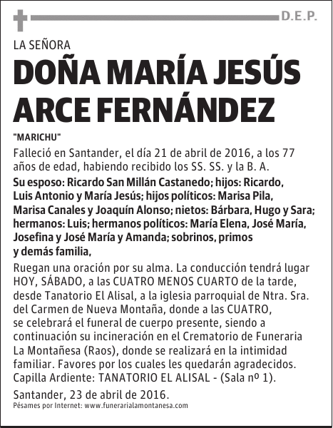 Doña María Jesús Arce Fernández