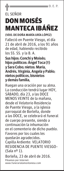 Don Moisés Manteca Ibáñez