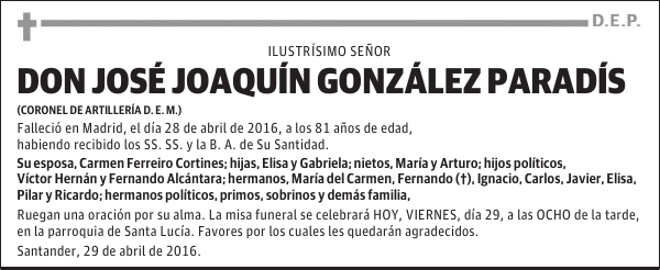 DON JOSÉ JOAQUÍN GONZÁLEZ PARADIS